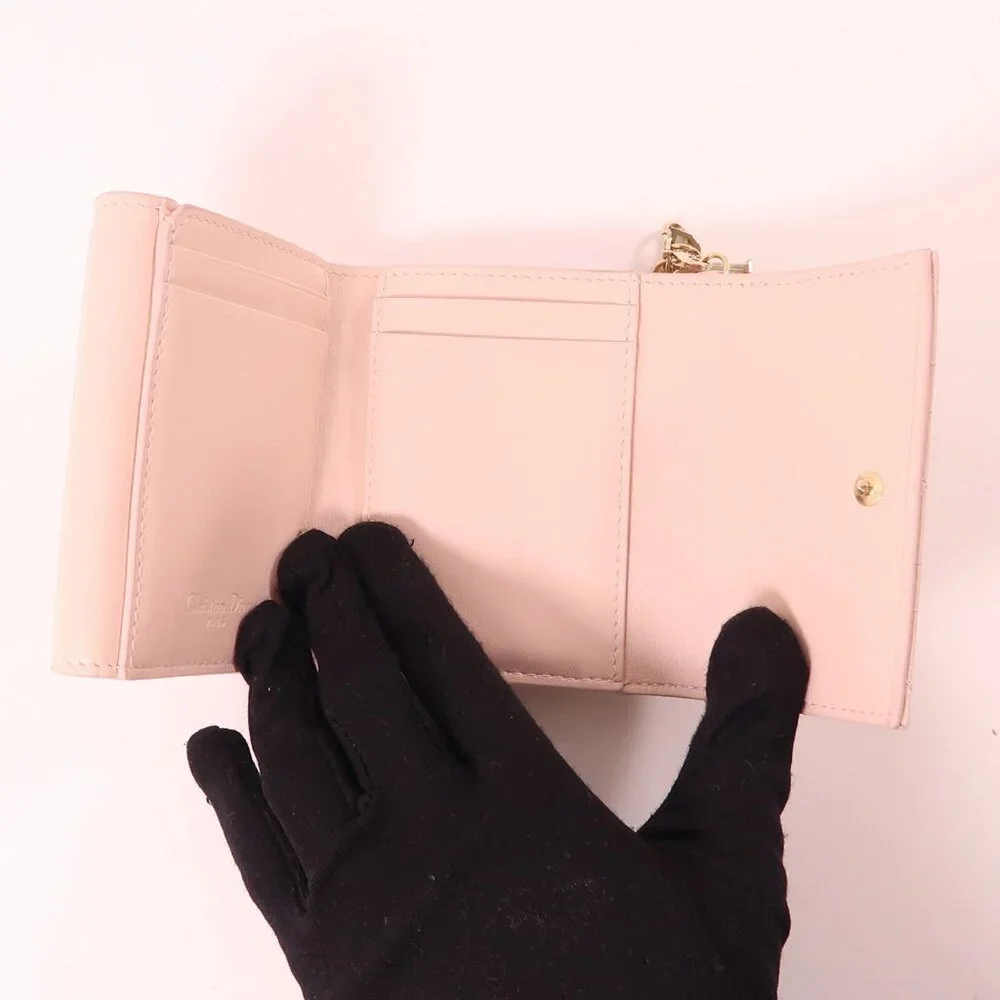 ❤️Authentic CHRISTIAN DIOR CD GHW Lady Dior Lotus Wallet❤️